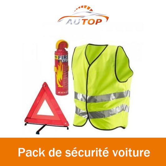 Pack de sécurité voiture - Triangle d'en panne + Gilet fluorescent + Extincteur