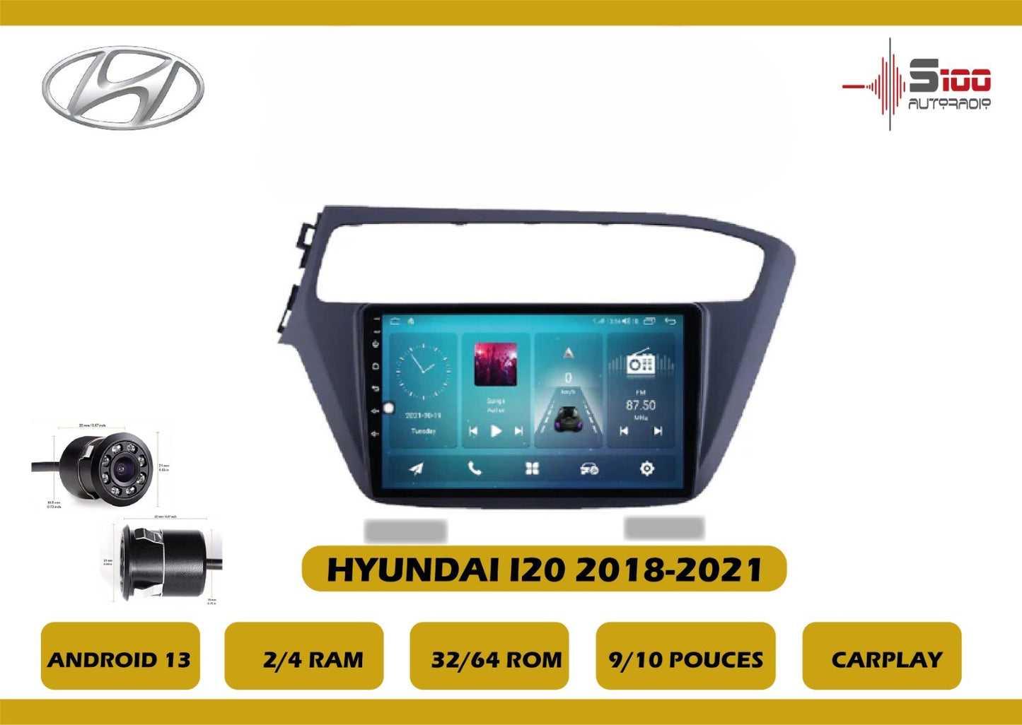 POSTE RADIO ANDROID Hyundai I20 2018-2021