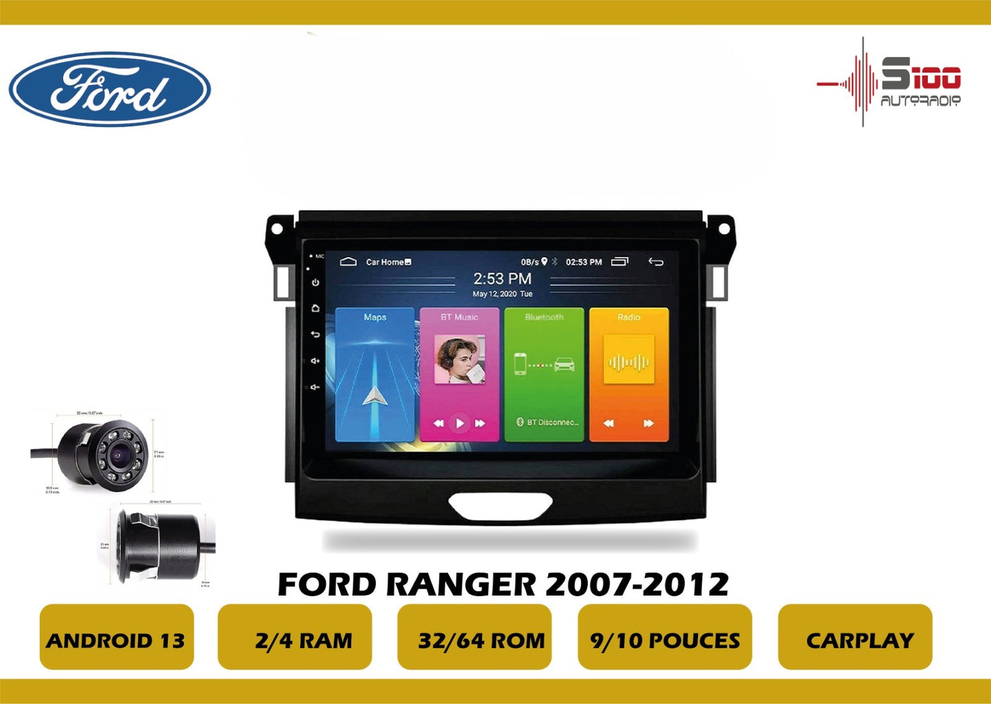 POSTE RADIO ANDROID Ford Ranger 2007-2012