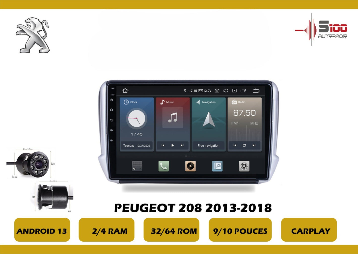 POSTE RADIO ANDROID Peugeot 208 2013-2019