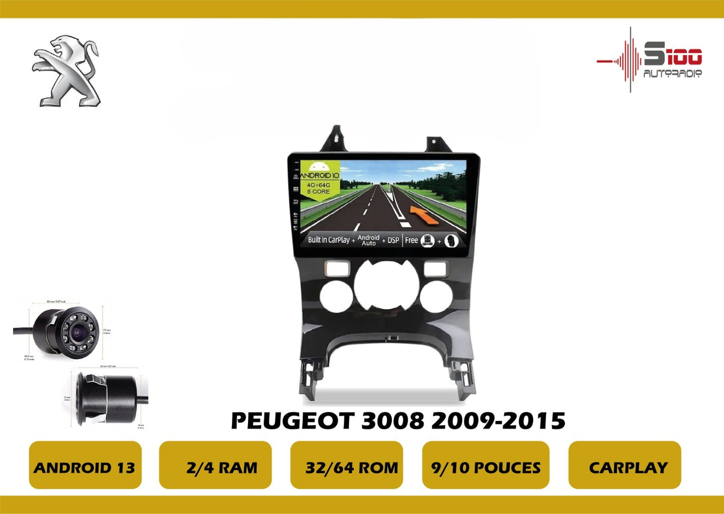 POSTE RADIO ANDROID Peugeot 3008 2009-2015