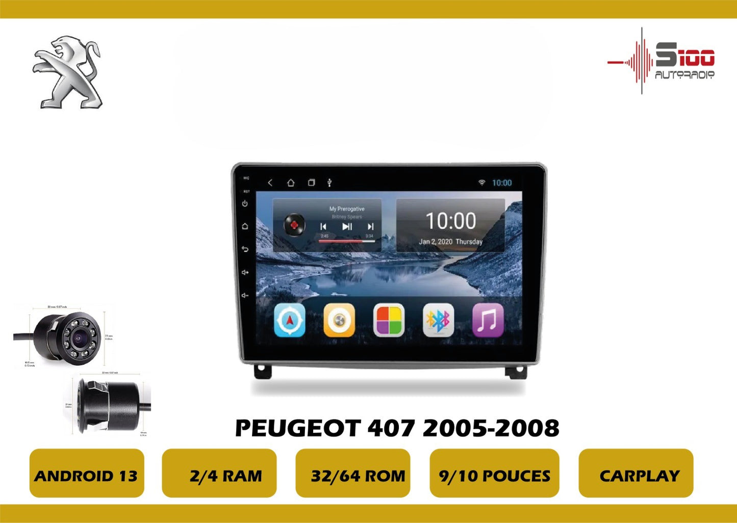 POSTE RADIO ANDROID Peugeot 407 2005-2008