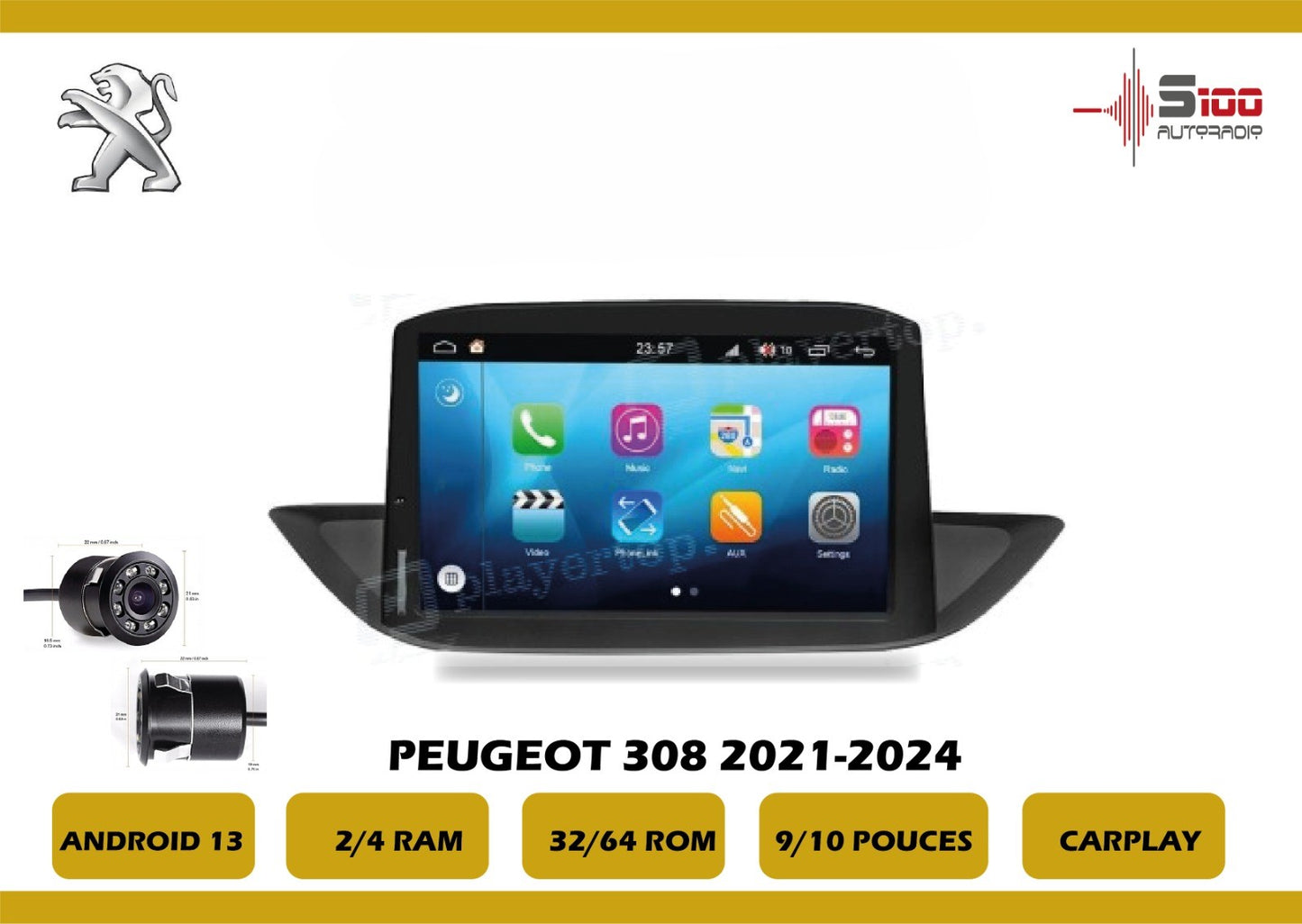 POSTE RADIO ANDROID Peugeot 308 2021-2024