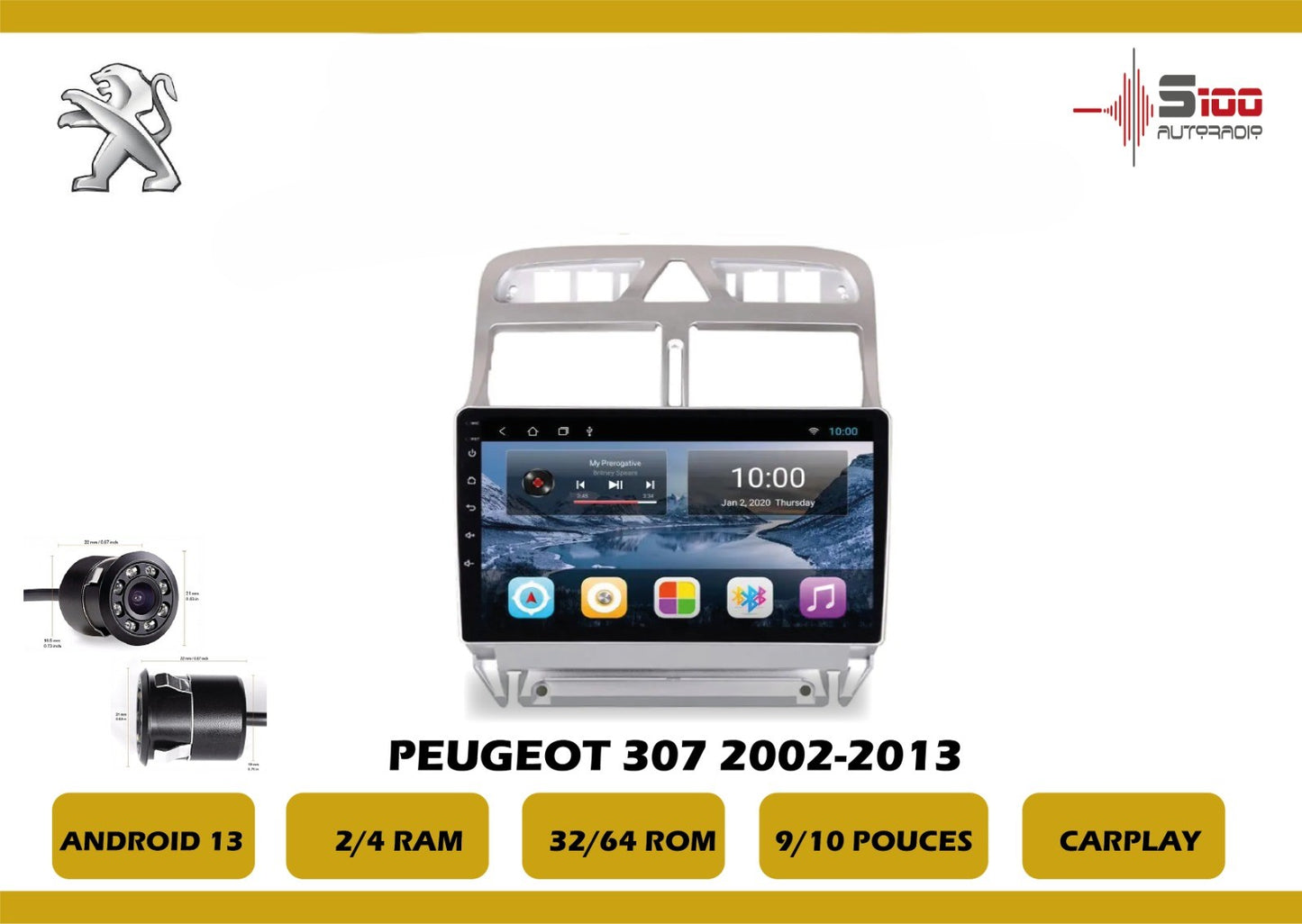 POSTE RADIO ANDROID Peugeot 307 2002-2017