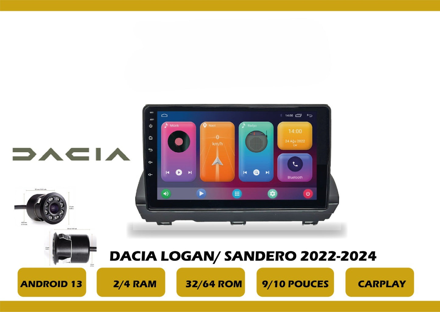 POSTE RADIO ANDROID Dacia Logan/Sandero 2022-2024